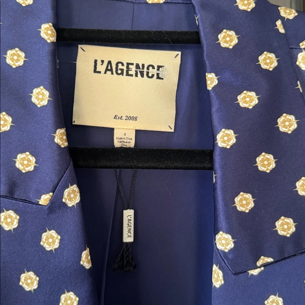 L'AGENCE Navy and White Polka Dot Blazer - Picture 2 of 3